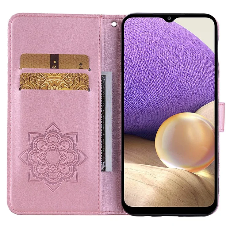 Per Samsung Galaxy A25 5G (Global) (161,0 x 76,5 x 8,3 mm) Custodia Owl Imprint Rhinestone Decor Leather Phone Wallet Cover - Rose Gold