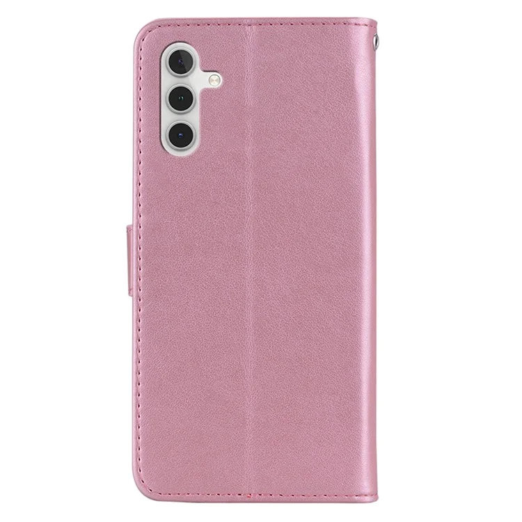 Per Samsung Galaxy A25 5G (Global) (161,0 x 76,5 x 8,3 mm) Custodia Owl Imprint Rhinestone Decor Leather Phone Wallet Cover - Rose Gold