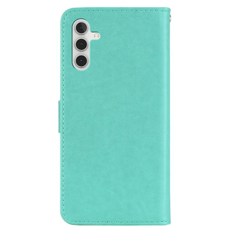Per Samsung Galaxy S23 FE Case Owl Flower Imprinted Rhinestone Leather Phone Stand Cover - Cyan
