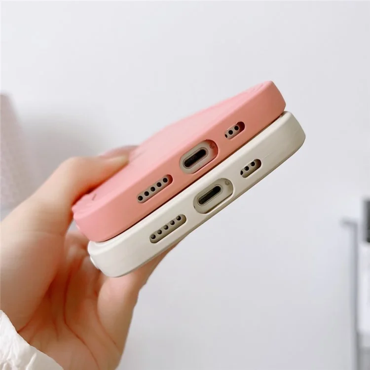 Für iPhone 15 Case Slim-Fit Wave Shape Edge TPU Phone Cover - Pink