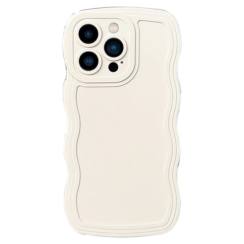 For iPhone 15 Pro Case Shockproof Shell TPU Phone Cover with Wave Shape Edge - White