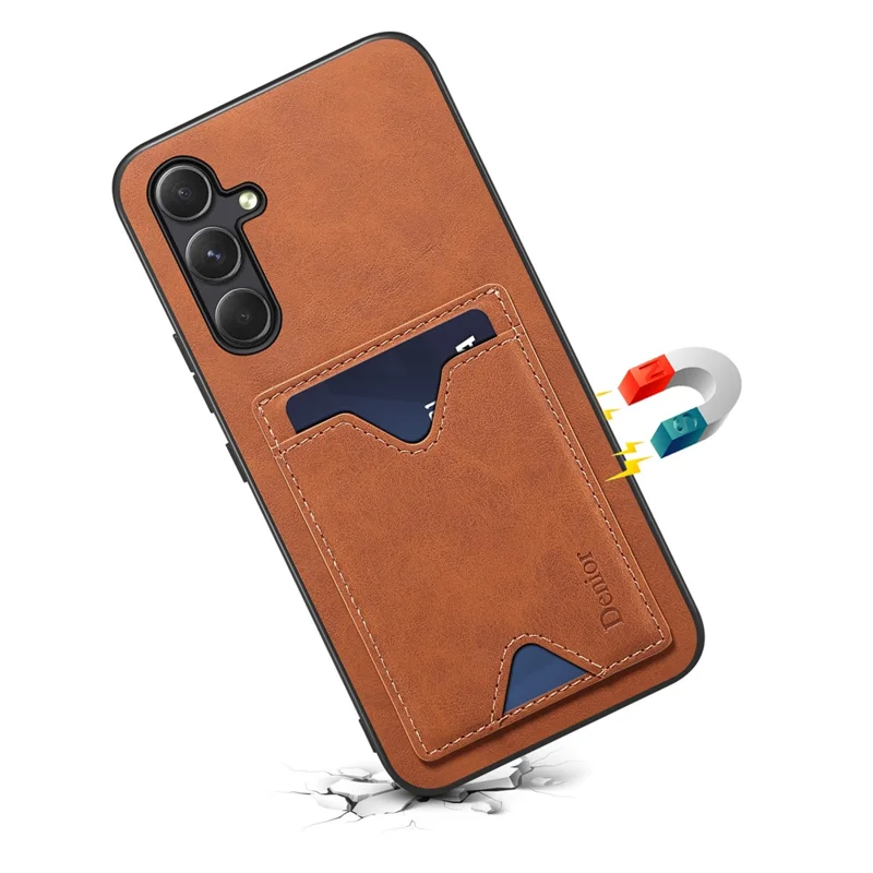 DENIOR For Samsung Galaxy S23 FE Case Card Holder Phone Kickstand Cover - Brown