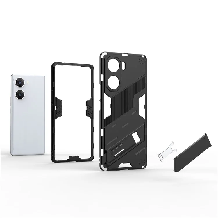 Чехол с подставкой для vivo V29e (Индия) 5G из ПК+ТПУ - черный