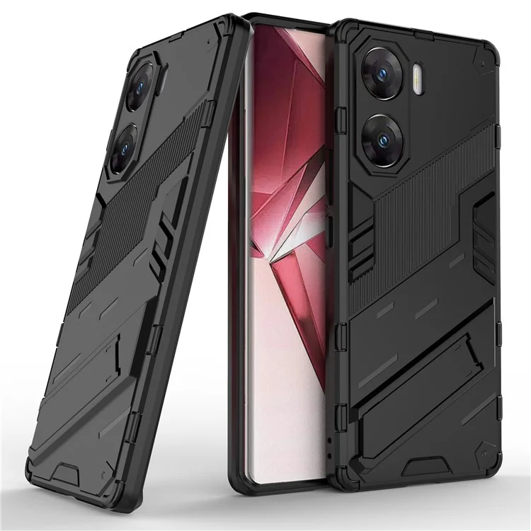 Чехол с подставкой для vivo V29e (Индия) 5G из ПК+ТПУ - черный