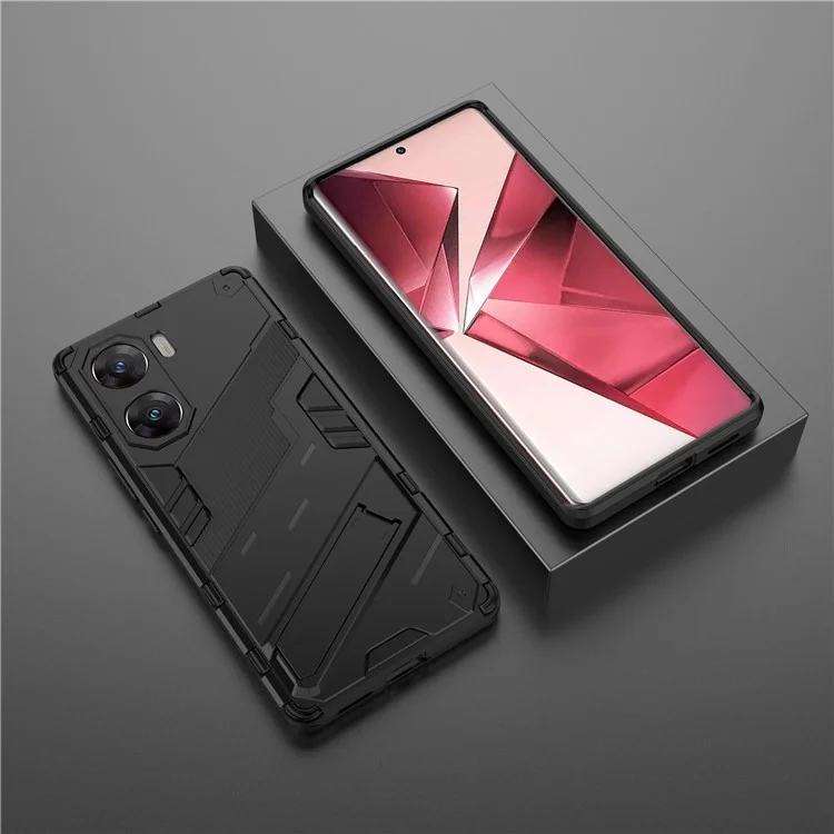 Чехол с подставкой для vivo V29e (Индия) 5G из ПК+ТПУ - черный