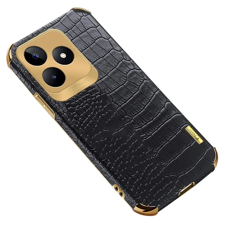 Per Realme C53 (Global) / C53 (India) / C51 / Narzo N53 4G Custodia Pelle+TPU con Elettroplaccatura - Nero