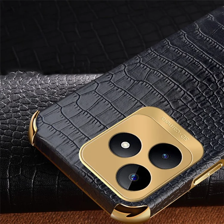 Per Realme C53 (Global) / C53 (India) / C51 / Narzo N53 4G Custodia Pelle+TPU con Elettroplaccatura - Nero