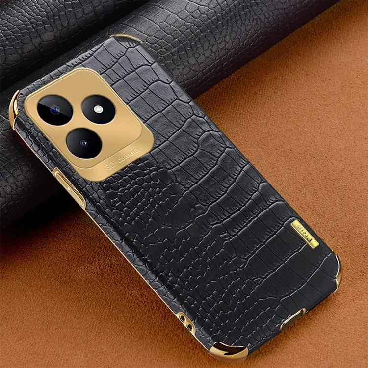 Per Realme C53 (Global) / C53 (India) / C51 / Narzo N53 4G Custodia Pelle+TPU con Elettroplaccatura - Nero
