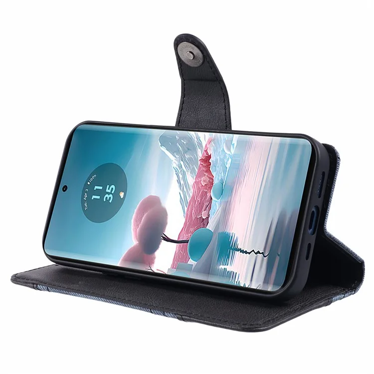 Для Motorola Edge 40 Neo 5G Чехол Бумажник Сплайсинг PU Кожаный Чехол для Телефона - Черный