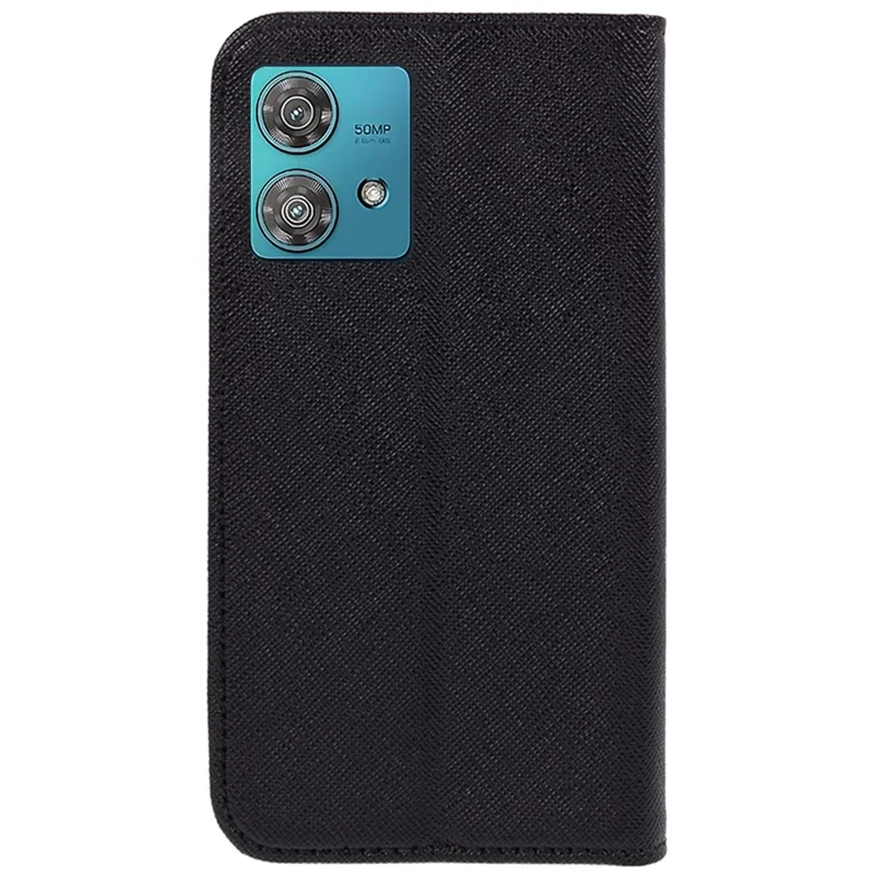 For Motorola Edge 40 Neo 5G Case PU Leather Wallet Magnetic Closing Phone Cover - Black