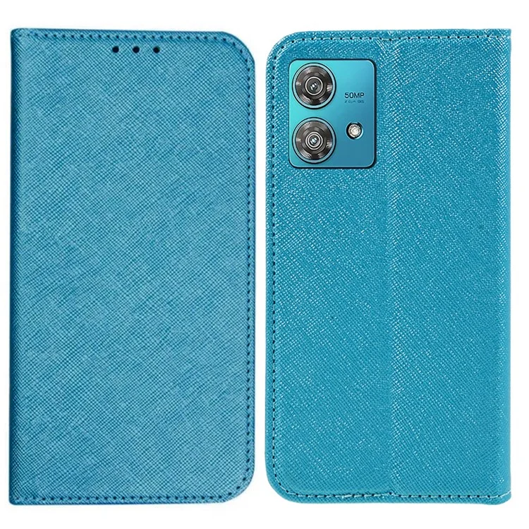 Für Motorola Edge 40 Neo 5G Case PU-Leder-Geldbörse mit Magnetverschluss - Himmelblau