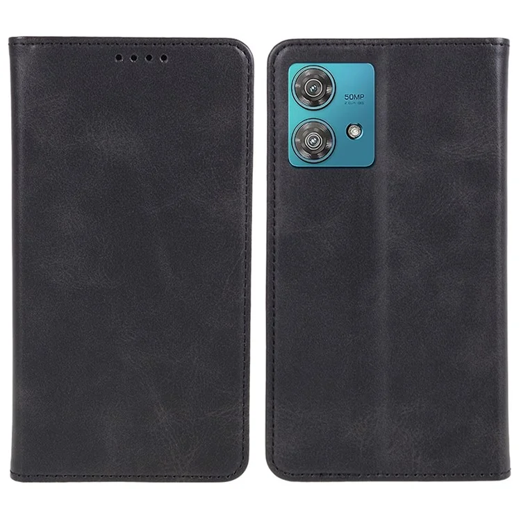 Para Motorola Edge 40 Neo 5G Funda Cierre Magnético Automático Cartera de Piel - Negro