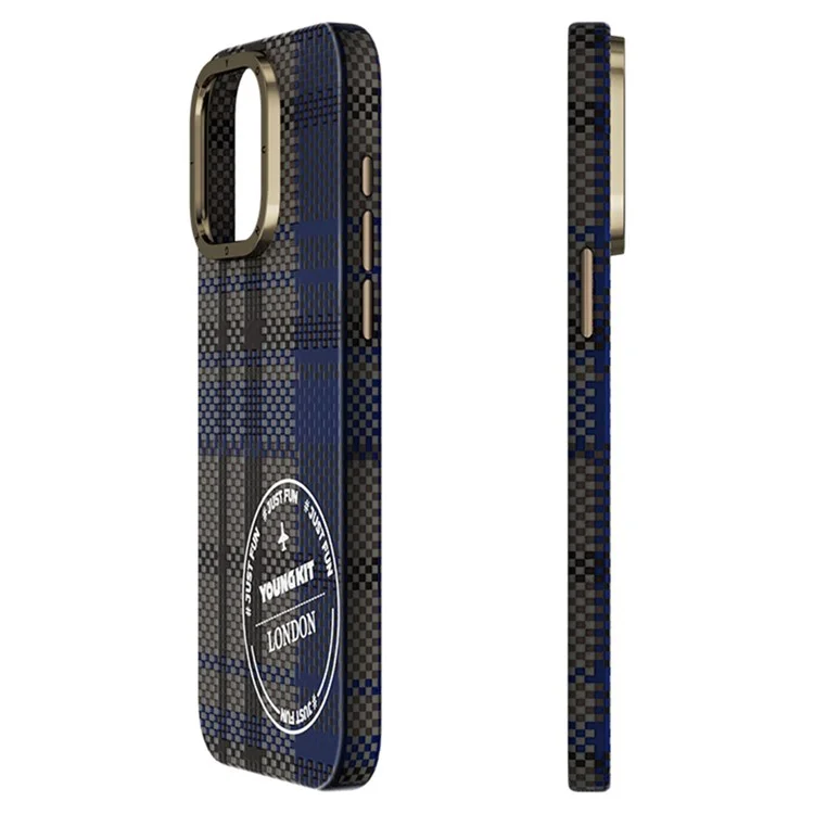 Youngkit Для Iphone 15 Pro Max Case, Совместимый с Magsafe 600D Aramid Fibre Phone Case - Синий