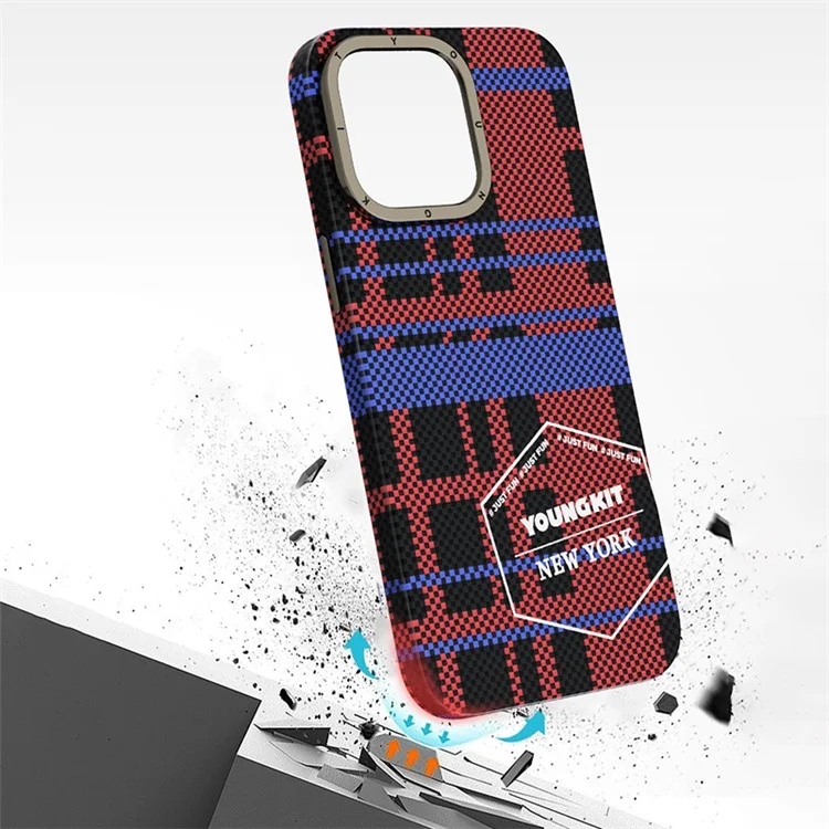 Youngkit Для Iphone 15 Pro Max Case, Совместимый с Magsafe 600D Aramid Fibre Phone Case - Синий