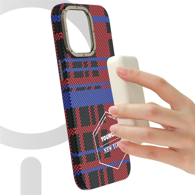 Youngkit Для Iphone 15 Pro Max Case, Совместимый с Magsafe 600D Aramid Fibre Phone Case - Синий