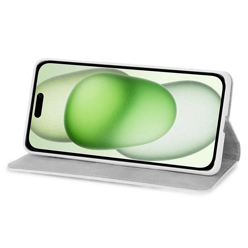 For iPhone 15 Plus Hoesje met Portemonnee van PU-leer met Stand en Glitter en Steekdesign met Riempje - Goud