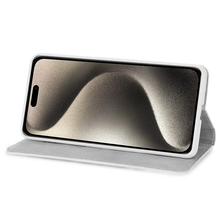 Per iPhone 15 Pro Glitter PU Leather Wallet Cover Stand Mobile Splicing Phone Case con Cinghia - Blu