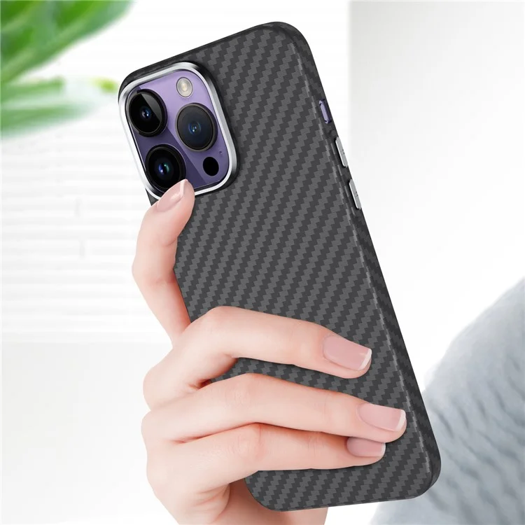 GKK For iPhone 14 Pro Max Case Carbon Fiber Texture PC Phone Cover - Grey