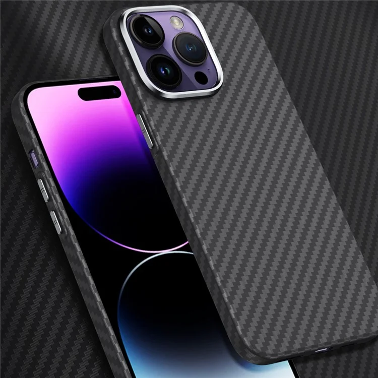 GKK For iPhone 14 Pro Max Case Carbon Fiber Texture PC Phone Cover - Grey