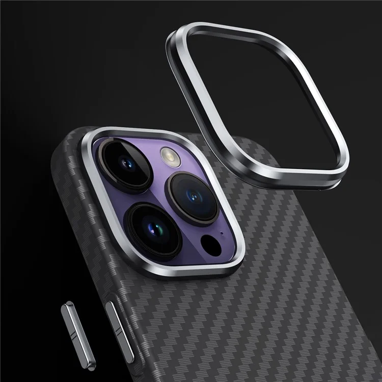 GKK For iPhone 14 Pro Max Case Carbon Fiber Texture PC Phone Cover - Grey