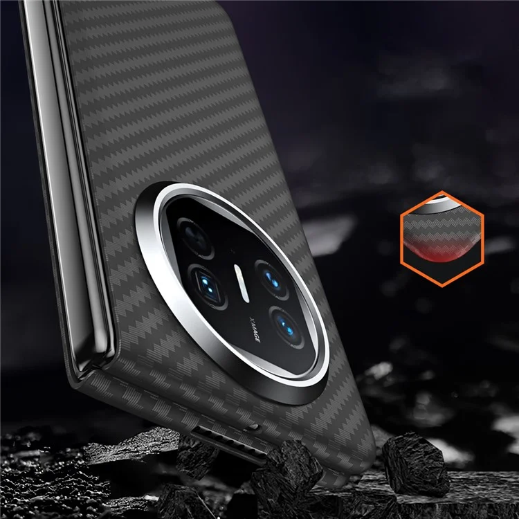 GKK Для Huawei Mate X5 Чехол Жесткий  ПК Углеродное волокно Текстура Магнитный Чехол для Телефона - Серый