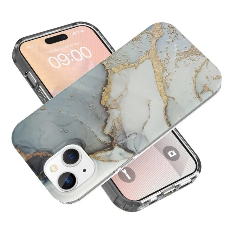 Per iPhone 15 Case GW18 PC+TPU IMD Back Shell Marmo Motivo Cover Telefono - Stile A