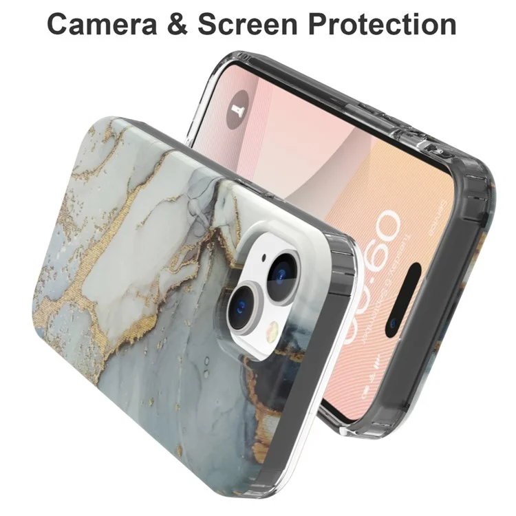 Per iPhone 15 Case GW18 PC+TPU IMD Back Shell Marmo Motivo Cover Telefono - Stile A