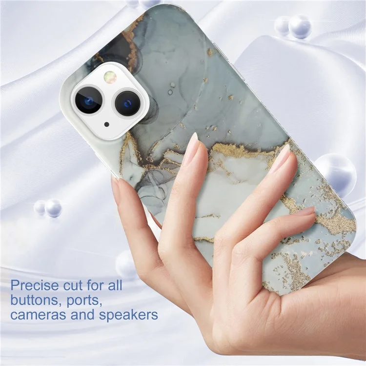 Per iPhone 15 Case GW18 PC+TPU IMD Back Shell Marmo Motivo Cover Telefono - Stile A