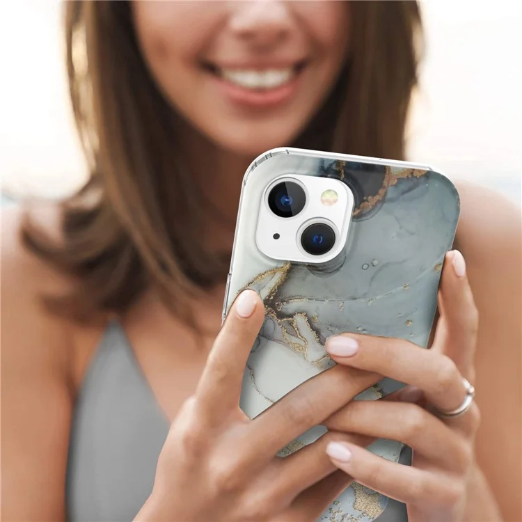 Per iPhone 15 Case GW18 PC+TPU IMD Back Shell Marmo Motivo Cover Telefono - Stile A