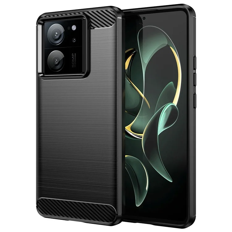 TPU Shell for Xiaomi 13T / 13T Pro Case Carbon Fiber Texture Phone Cover - Black