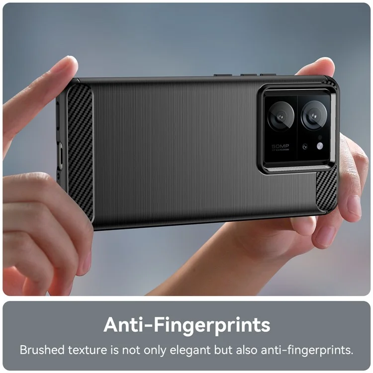 TPU Shell for Xiaomi 13T / 13T Pro Case Carbon Fiber Texture Phone Cover - Black