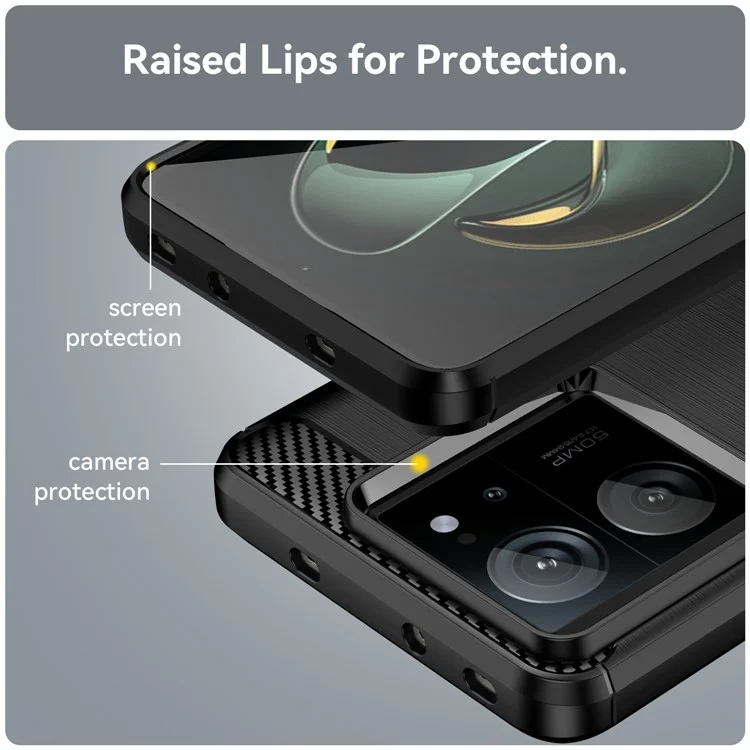 TPU Shell for Xiaomi 13T / 13T Pro Case Carbon Fiber Texture Phone Cover - Black