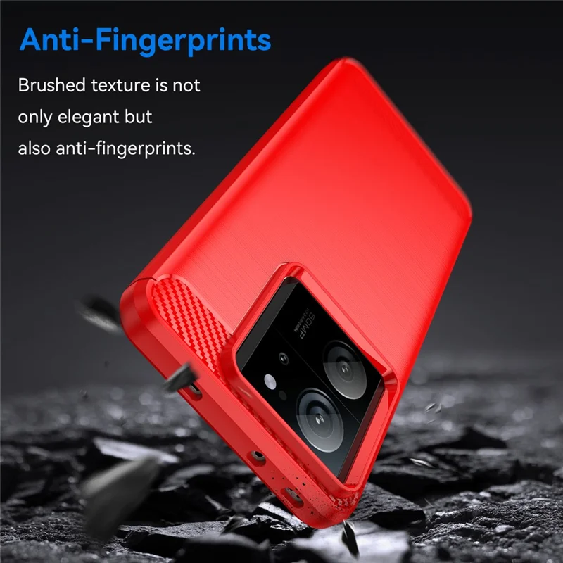 Capa TPU para Xiaomi 13T / 13T Pro Capa com Textura de Fibra de Carbono - Vermelho