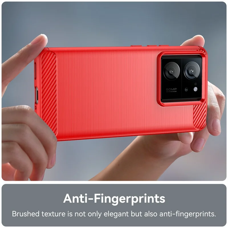 Capa TPU para Xiaomi 13T / 13T Pro Capa com Textura de Fibra de Carbono - Vermelho