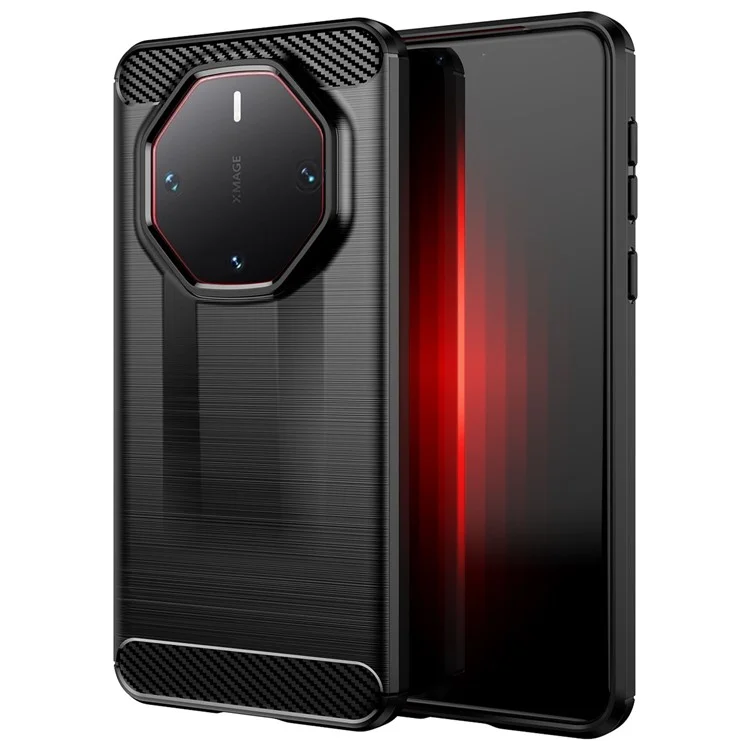 Für Huawei Mate 60 RS Ultimate Smartphone-Hülle Kohlefaser-Textur TPU Handyhülle - Schwarz
