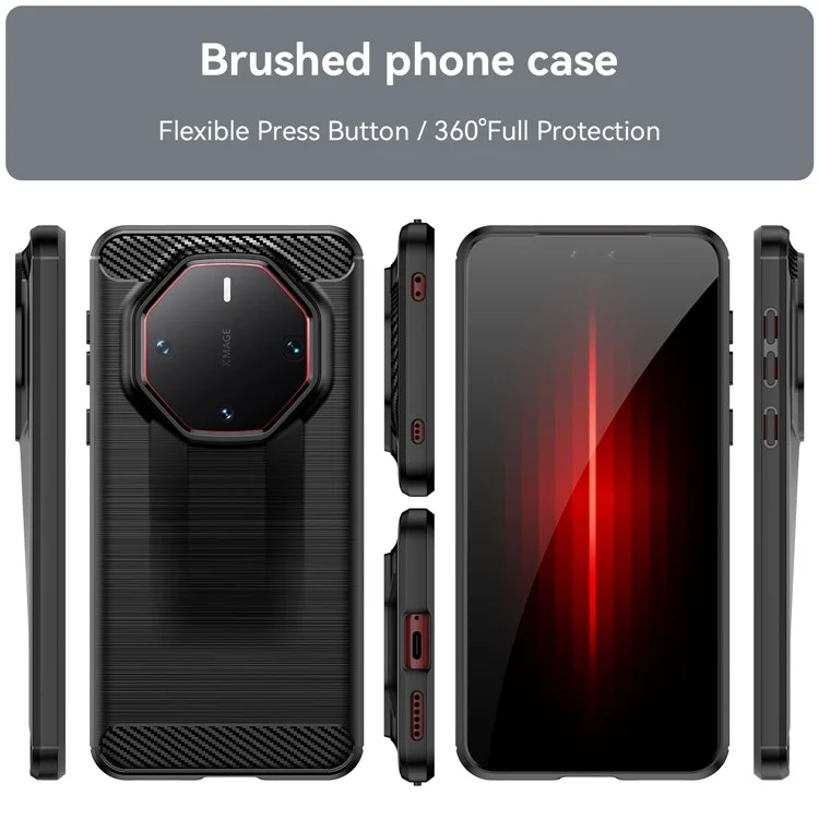 Für Huawei Mate 60 RS Ultimate Smartphone-Hülle Kohlefaser-Textur TPU Handyhülle - Schwarz