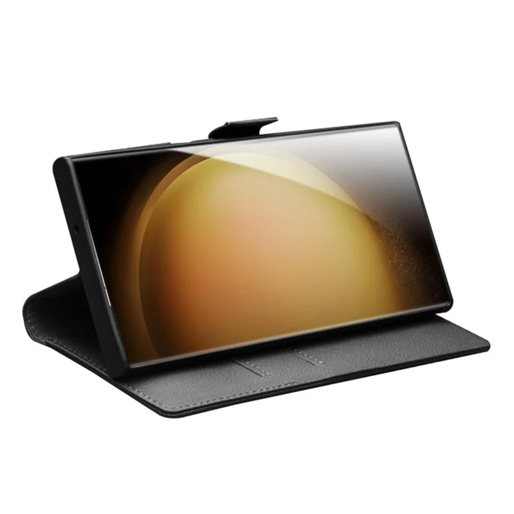 QIALINO Per Samsung Galaxy S22 Ultra 5G Custodia Stand Wallet Cover per telefono - Nero