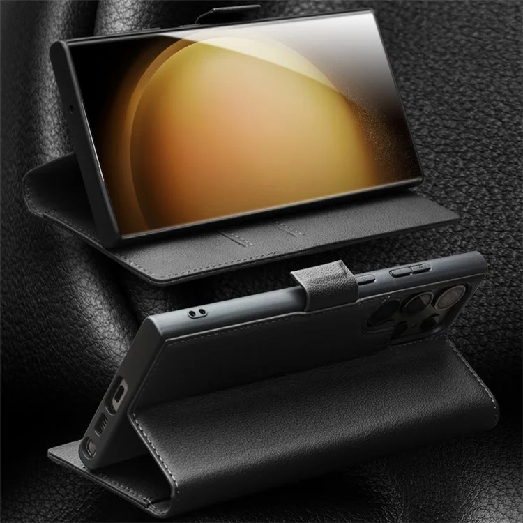 Qialino Para Samsung Galaxy S22 Ultra 5G Stand Stand Cartlet Tone - Preto