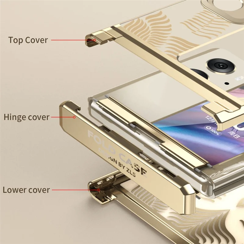 For Oppo Find N2 Flip 5G Case PC Wing Frame Design Electroplating Protective Phone Cover - Black