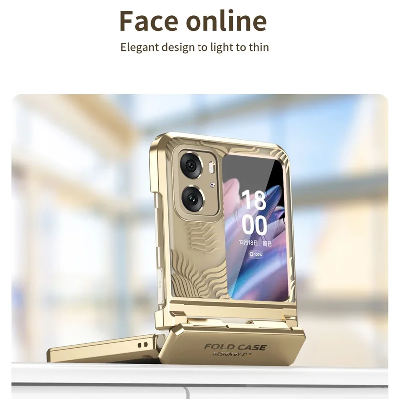 For Oppo Find N2 Flip 5G Case PC Wing Frame Design Electroplating Protective Phone Cover - Black