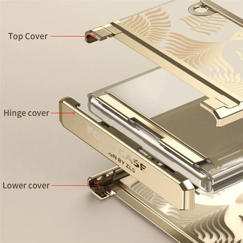 For Samsung Galaxy Z Flip4 5G Case Hard PC Wing Frame Design Protective Phone Cover - Gold