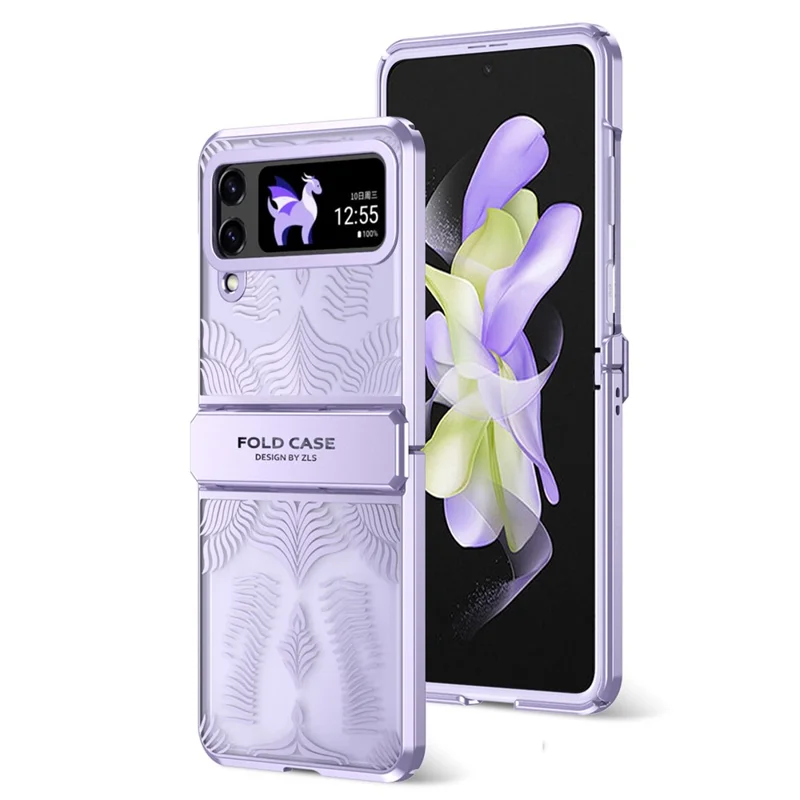 For Samsung Galaxy Z Flip3 5G Case Wing Frame Design Anti-Drop PC Phone Cover - Purple