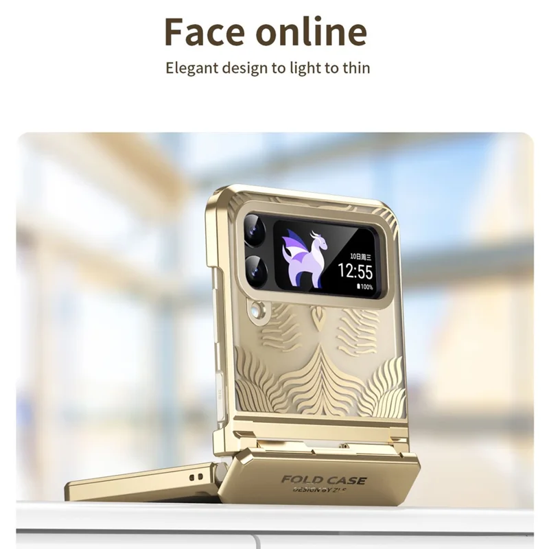 For Samsung Galaxy Z Flip3 5G Case Wing Frame Design Anti-Drop PC Phone Cover - Purple