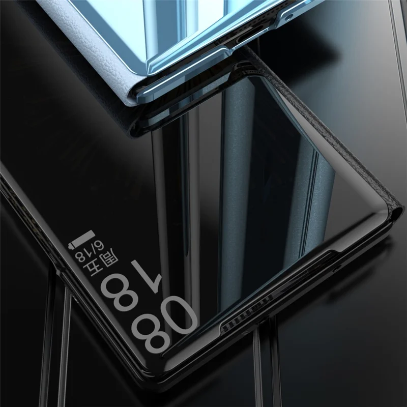 Para o Xiaomi Mix Fold 3 5G Capa Superfície em Espelho Couro PU Janela de Visualização Suporte de Kickstand Capa de Telefone - Prata