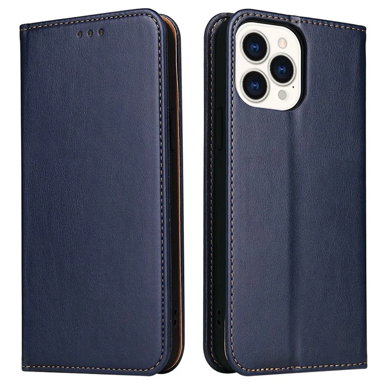 FIERRE SHANN Für iPhone 15 Pro Hülle Magnetische Automatische Schließung PU Leder Handyhülle - Blau