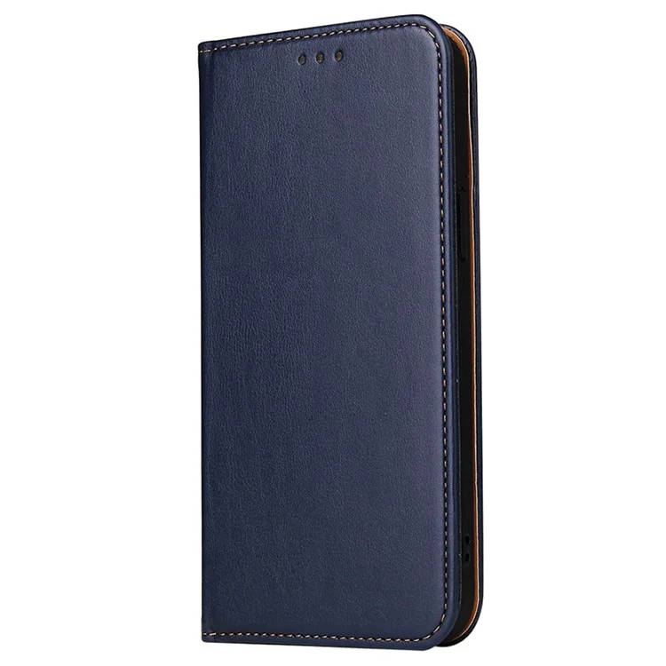 FIERRE SHANN Für iPhone 15 Pro Hülle Magnetische Automatische Schließung PU Leder Handyhülle - Blau