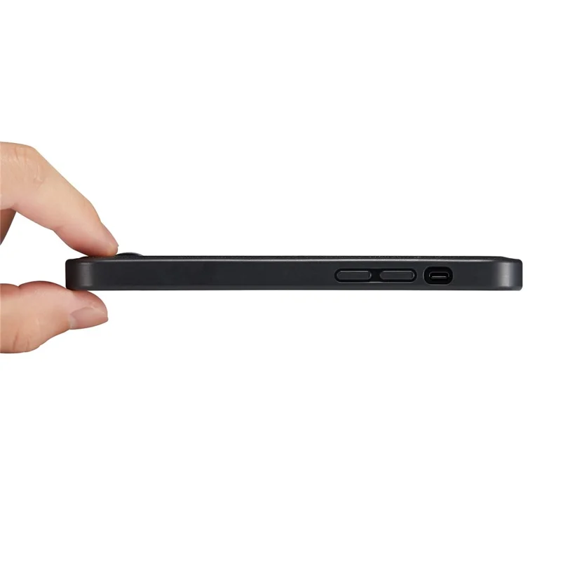 FIERRE SHANN For iPhone 15 Pro Case Hardware Decor Leather+TPU Anti-drop Phone Cover - Woven Pattern