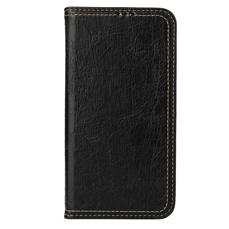 For iPhone 15 Case Anti-scratch Tree Texture PU Leather Stand Phone Cover Wallet - Black