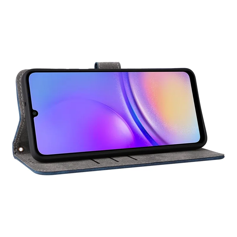 For Samsung Galaxy A05 4G Case PU Leather RFID Blocking Cover with Strap - Blue