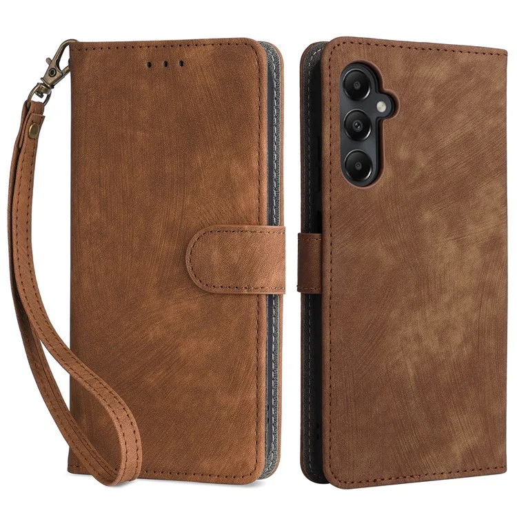 Für Samsung Galaxy A05s 4G / M14 4G Hülle Wallet RFID-blockierende Handyhülle mit Lederüberzug und Riemen - Braun